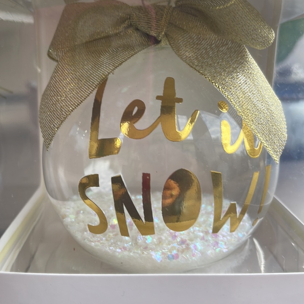 SLANT Glass Ball Christmas Ornament Glitter Filled w LET IT SNOW - Picture 3 of 4
